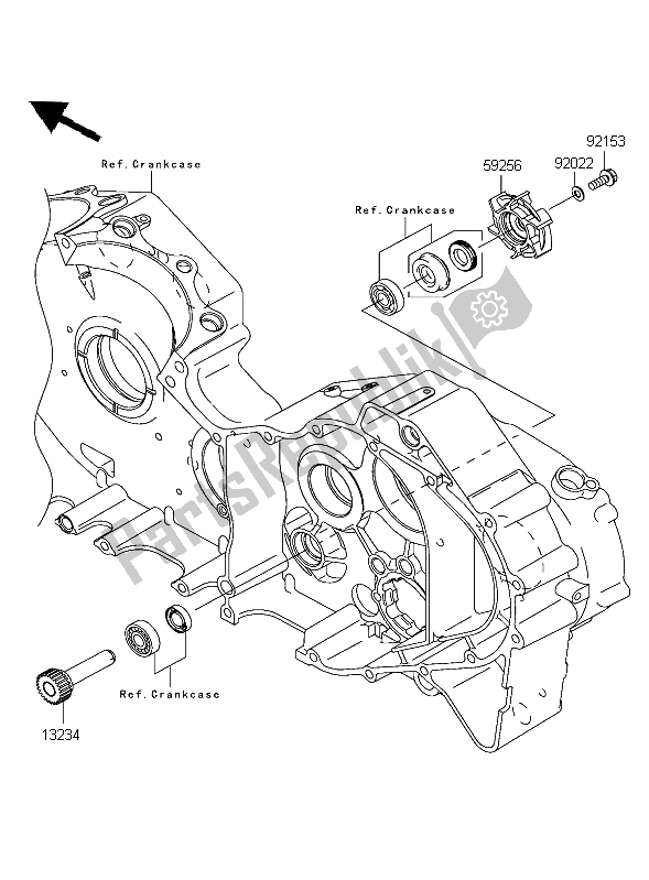 All parts for the Water Pump of the Kawasaki VN 2000 2004