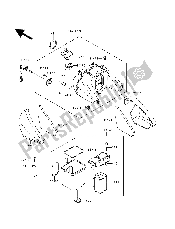 All parts for the Air Cleaner of the Kawasaki Zephyr 550 1994