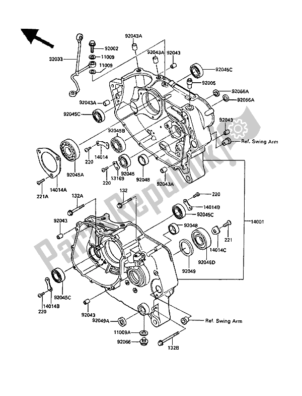 Tutte le parti per il Carter del Kawasaki KLR 250 1988