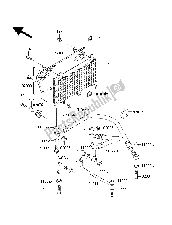 Toutes les pièces pour le Refroidisseur D'huile du Kawasaki GPZ 1100 ABS 1996