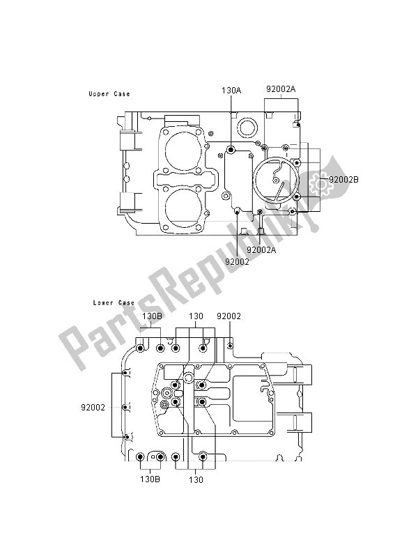 All parts for the Crankcase Bolt Pattern of the Kawasaki GPZ 500S 1998