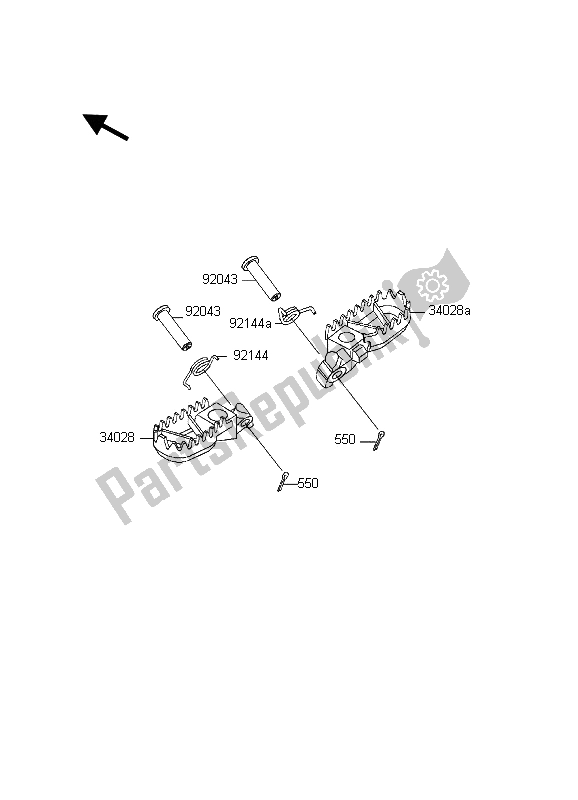 All parts for the Footrests of the Kawasaki KDX 200 1998