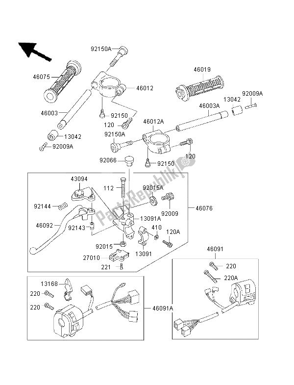 Tutte le parti per il Manubrio del Kawasaki Ninja ZX 6R 600 1996