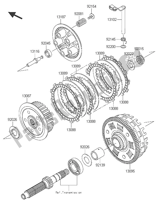 Toutes les pièces pour le Embrayage du Kawasaki ER 6N ABS 650 2016