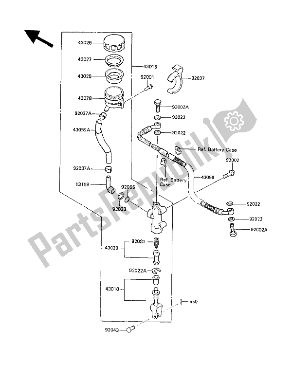 Toutes les pièces pour le Maître-cylindre Arrière du Kawasaki ZL 1000 1988