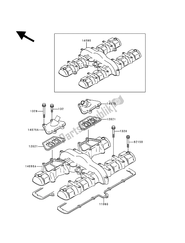 All parts for the Cylinder Head Cover of the Kawasaki Zephyr 750 1993