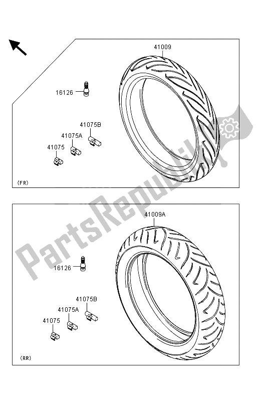 Alle onderdelen voor de Banden van de Kawasaki ER 6F 650 2013