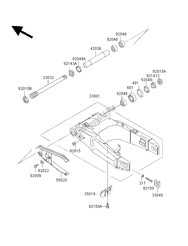 Tutte le parti per il Forcellone del Kawasaki Ninja ZX 7 RR 750 1996