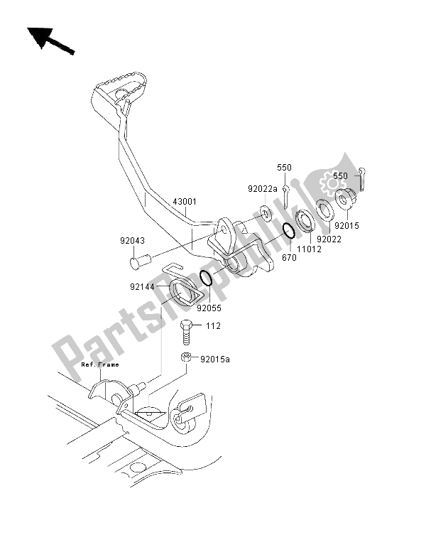 All parts for the Brake Pedal of the Kawasaki KVF 400 4X4 2000