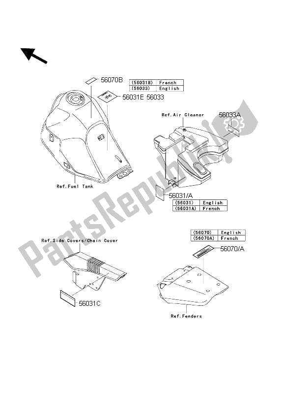 All parts for the Labels of the Kawasaki KLR 650C 2004