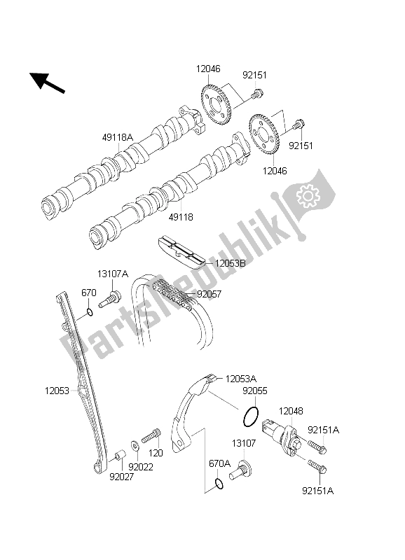 All parts for the Camshaft(s) & Tensioner of the Kawasaki Ninja ZX 6R 600 2004