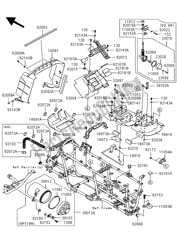 All parts for the Frame Fittings of the Kawasaki KVF 750 4X4 2008