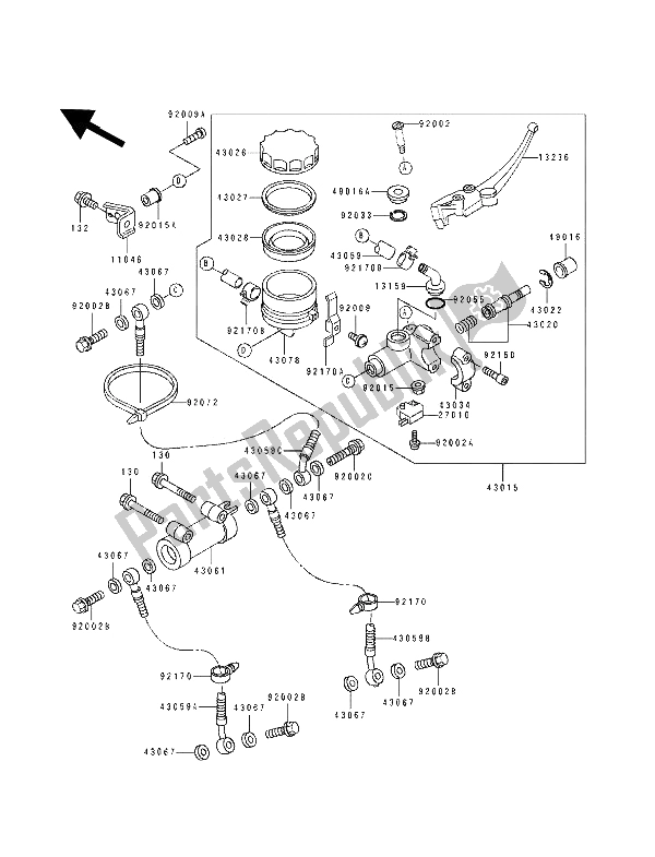 Tutte le parti per il Pompa Freno Anteriore del Kawasaki ZXR 750 1992