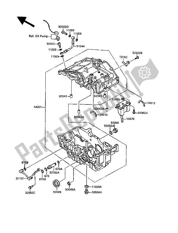 Tutte le parti per il Carter del Kawasaki EL 250 1989