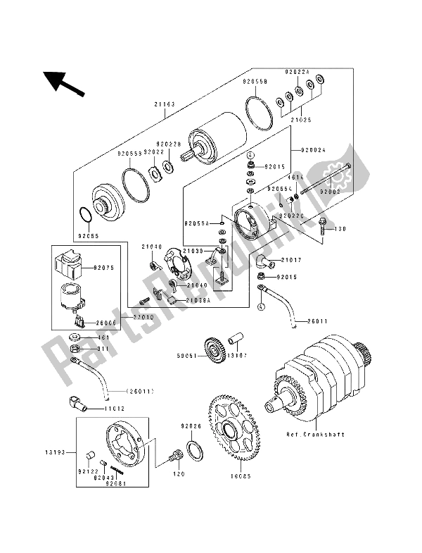 Tutte le parti per il Motorino Di Avviamento del Kawasaki EL 250 1990