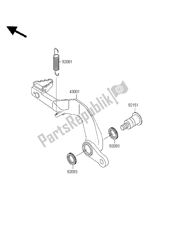 Tutte le parti per il Pedale Del Freno del Kawasaki KX 80 SW LW 1999