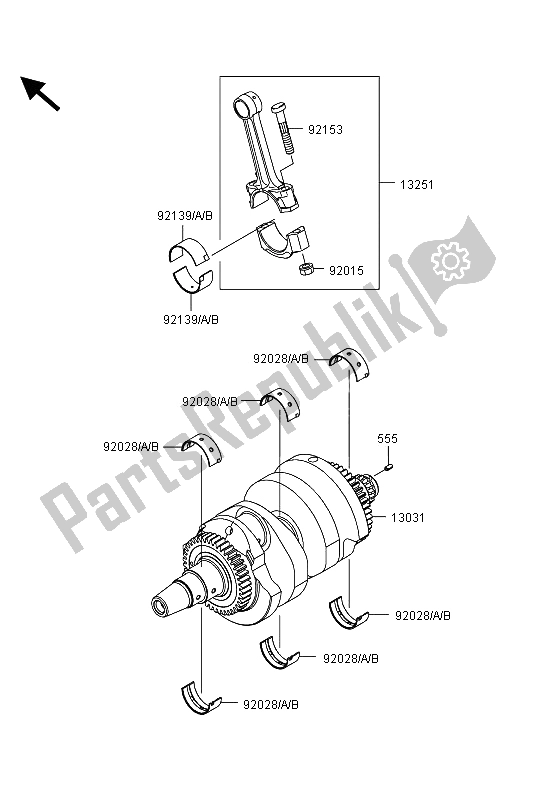 Toutes les pièces pour le Vilebrequin du Kawasaki ER 6N ABS 650 2013