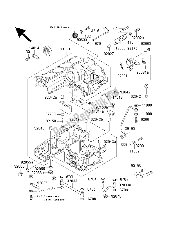 All parts for the Crankcase of the Kawasaki ZRX 1100 1999