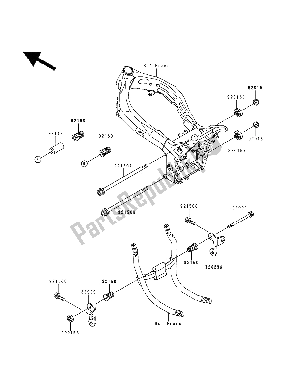 All parts for the Frame Fittings of the Kawasaki Ninja ZX9R 900 1994