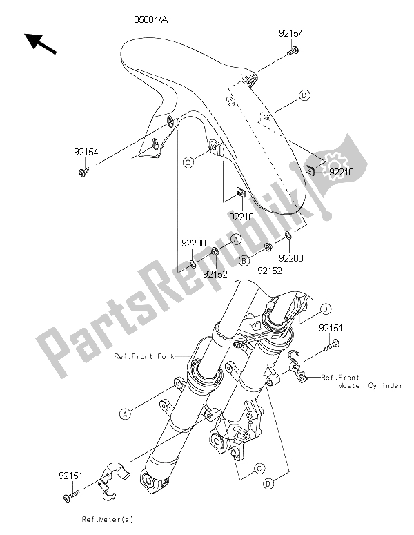 All parts for the Front Fender(s) of the Kawasaki Ninja 250 SL 2015