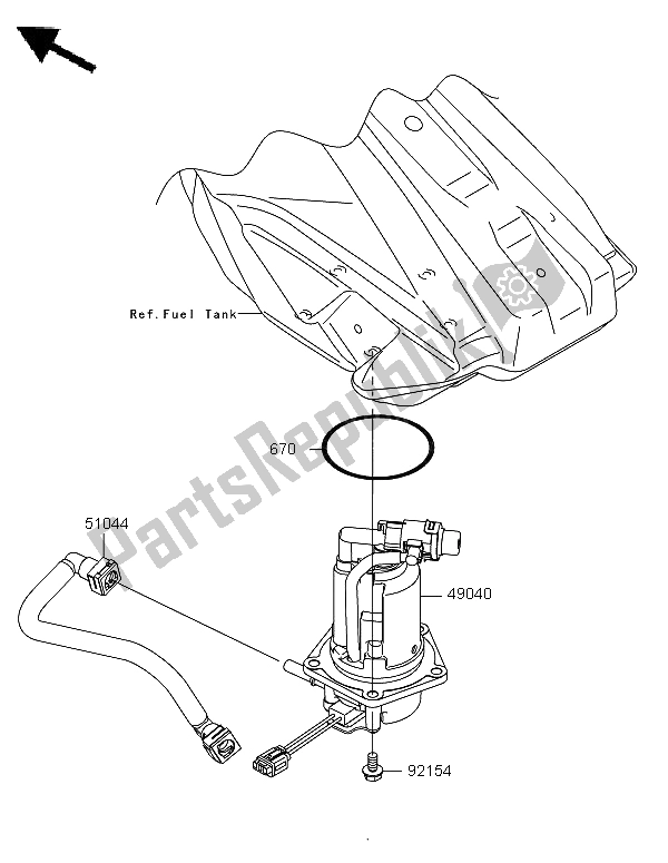 Alle onderdelen voor de Benzine Pomp van de Kawasaki KX 250F 2011