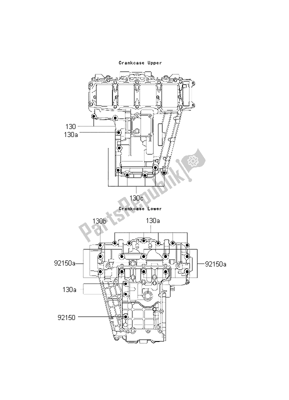 All parts for the Crankcase Bolt Pattern of the Kawasaki Ninja ZX 7R 750 2001