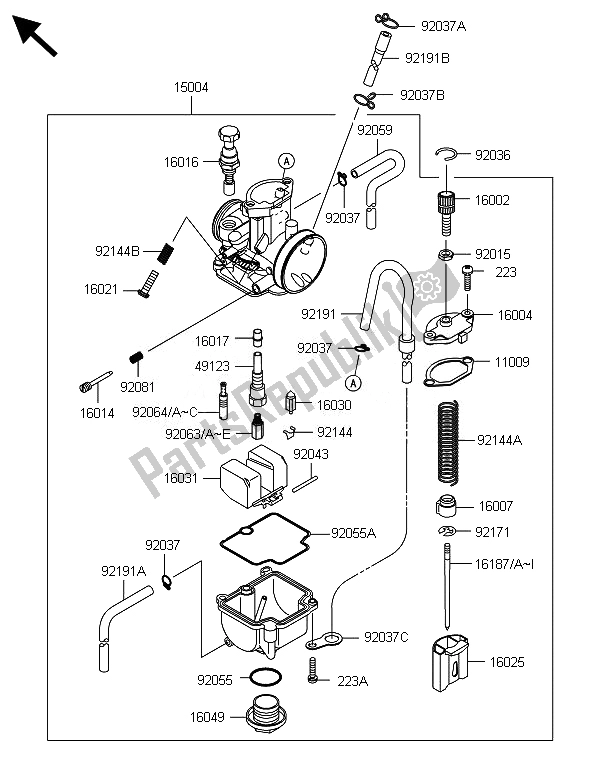 All parts for the Carburetor of the Kawasaki KX 85 SW 2014