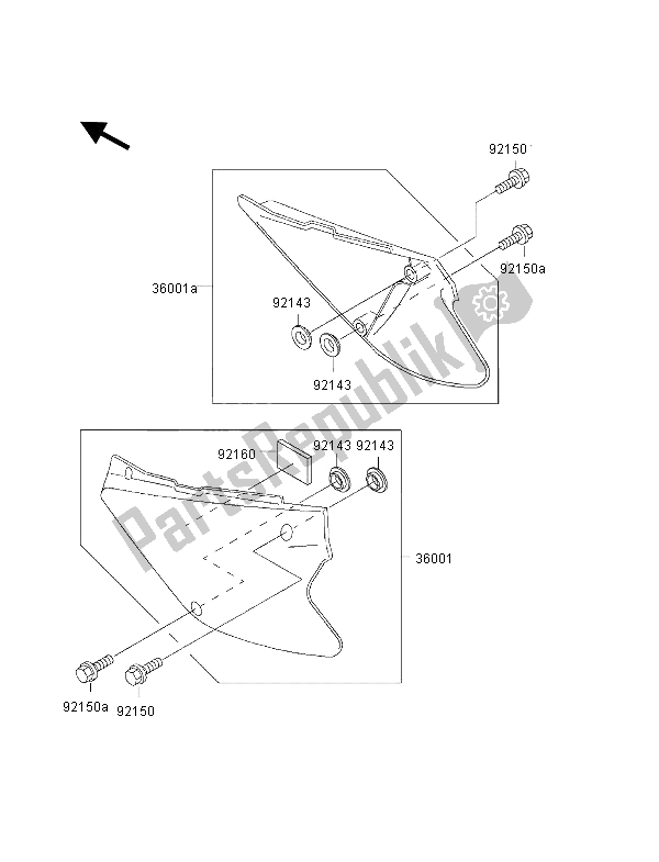 Alle onderdelen voor de Zijpanelen van de Kawasaki KX 80 SW LW 2000