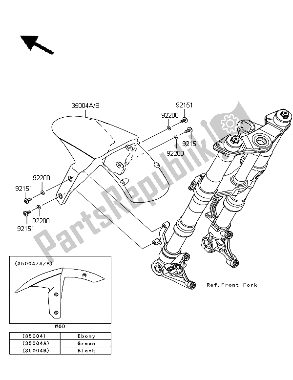 Todas las partes para Guardabarros Delantero de Kawasaki Z 1000 SX ABS 2012