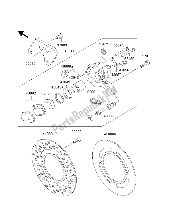 Tutte le parti per il Freno Posteriore del Kawasaki KX 80 SW LW 2000