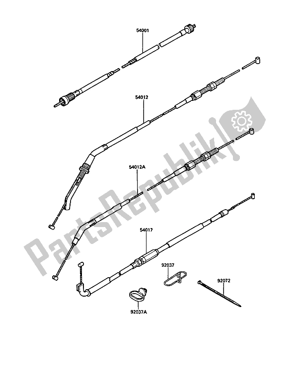 All parts for the Cable of the Kawasaki 1000 GTR 1991