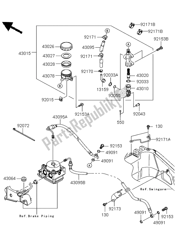 All parts for the Rear Master Cylinder of the Kawasaki Versys ABS 650 2012
