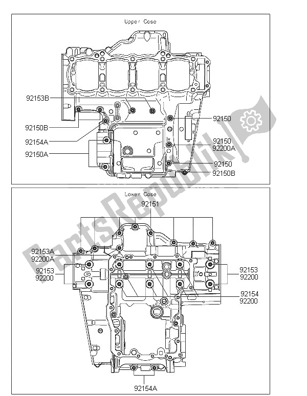 Tutte le parti per il Modello Del Bullone Del Basamento del Kawasaki Z 1000 2016