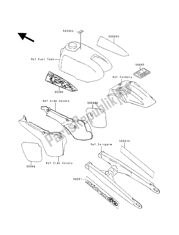 Toutes les pièces pour le Étiquettes du Kawasaki KX 60 1994