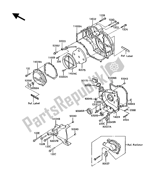 Toutes les pièces pour le Capot (s) Moteur du Kawasaki GPZ 900R 1987