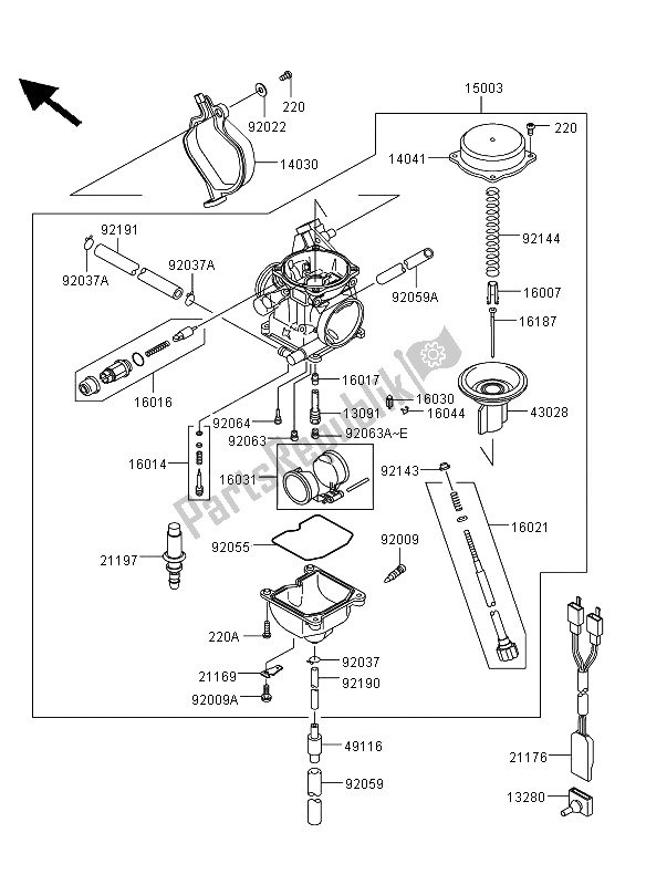 All parts for the Carburetor of the Kawasaki KVF 360 4X4 2012