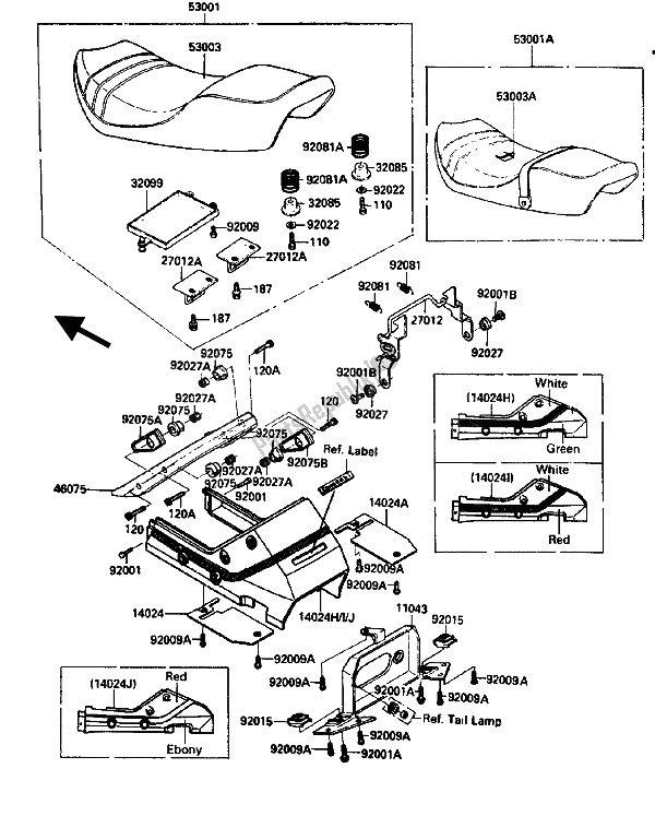 Toutes les pièces pour le Siège du Kawasaki GPZ 750R 1986