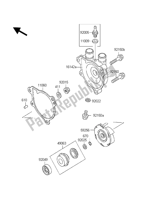 Tutte le parti per il Pompa Dell'acqua del Kawasaki KLR 650 1998