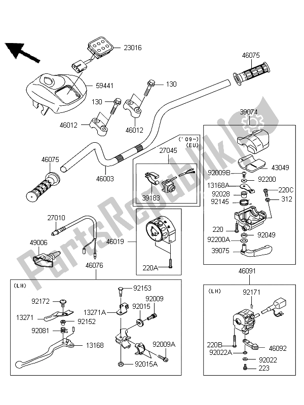 Toutes les pièces pour le Guidon du Kawasaki KFX 700 2009