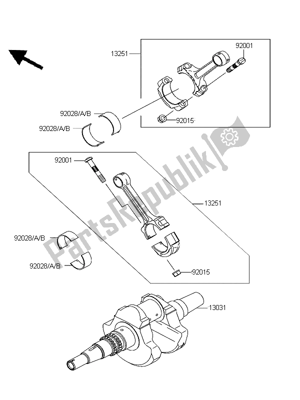 Tutte le parti per il Albero A Gomiti del Kawasaki KFX 700 KSV 700B6F 2006