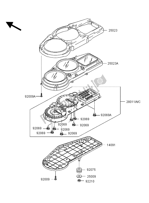 All parts for the Meter of the Kawasaki Ninja ZX 12R 1200 2004