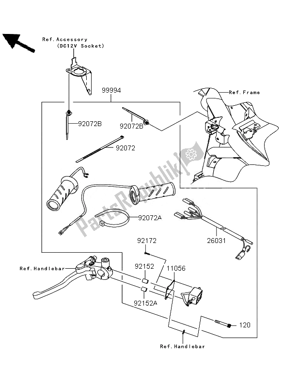 All parts for the Accessory (grip Heater) of the Kawasaki Versys 650 2011