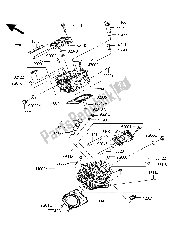 Todas las partes para Cabeza De Cilindro de Kawasaki VN 900 Classic 2011