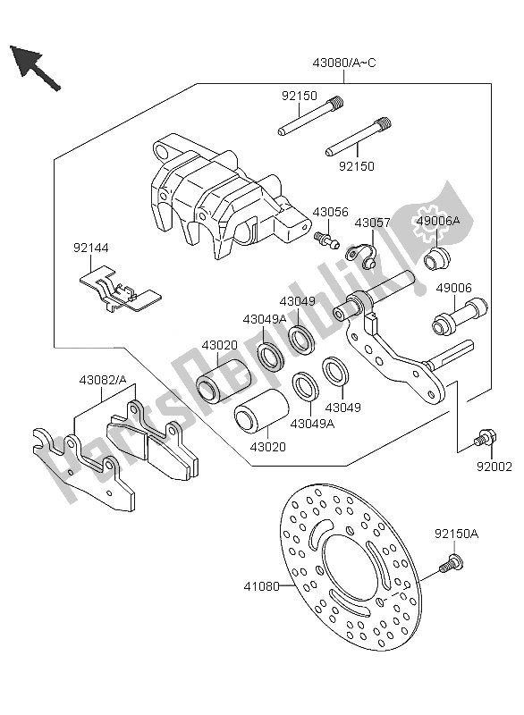 All parts for the Front Brake of the Kawasaki KLF 300 4X4 2005