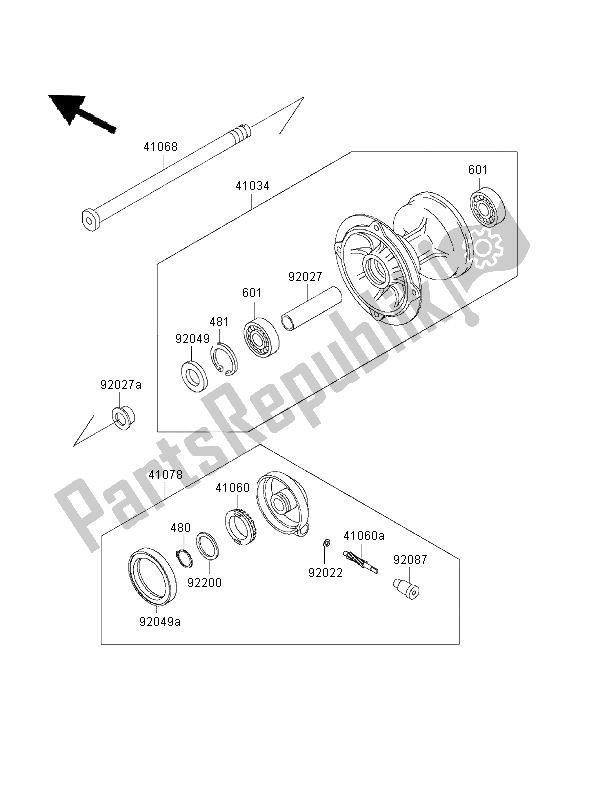 Toutes les pièces pour le Moyeu Avant du Kawasaki KLX 650R 2001