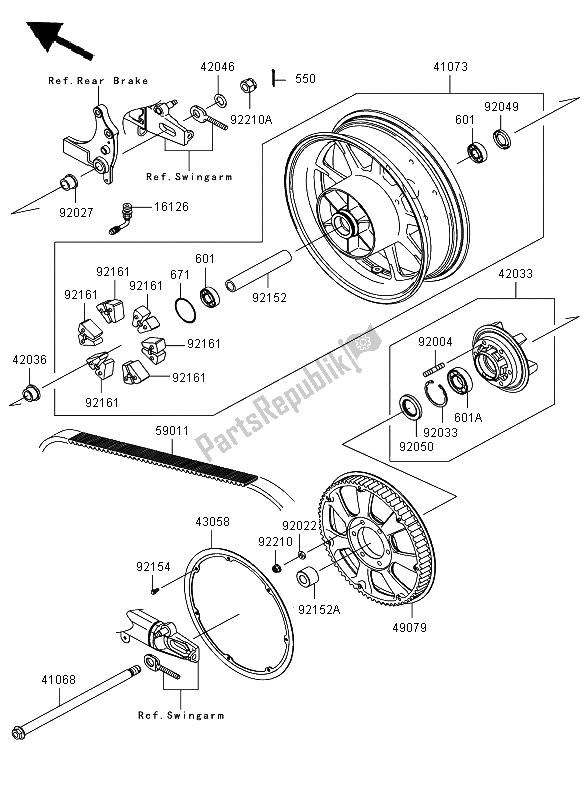 Toutes les pièces pour le Moyeu Arrière du Kawasaki VN 1700 Voyager ABS 2012