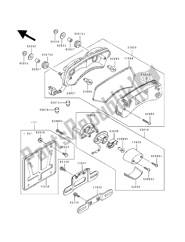 All parts for the Taillight(s) of the Kawasaki EL 250D 1992