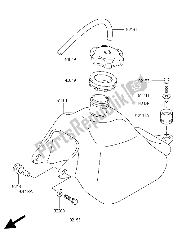 Alle onderdelen voor de Benzinetank van de Kawasaki KFX 50 2006