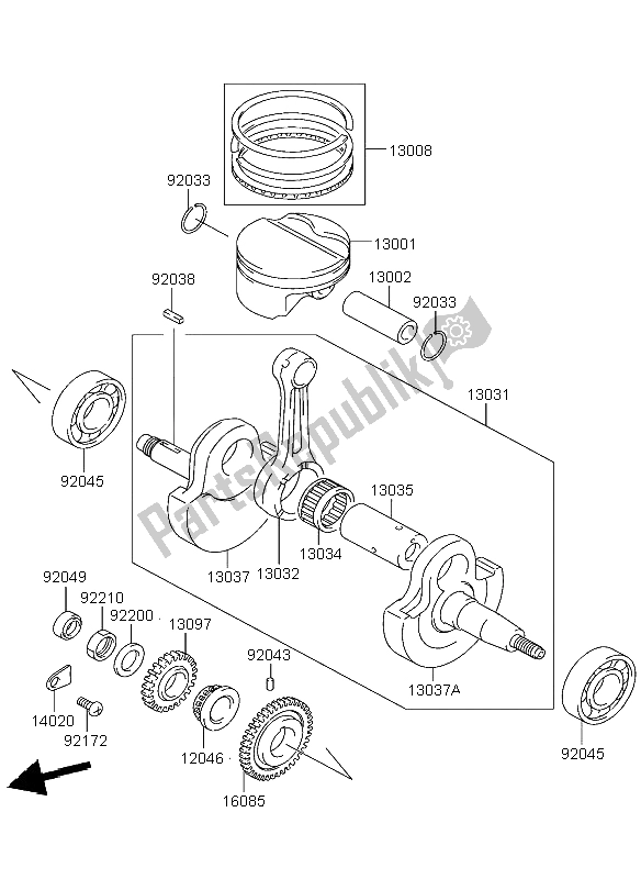 All parts for the Crankshaft & Piston(s) of the Kawasaki KFX 400 2004