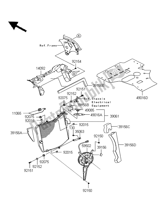 Tutte le parti per il Termosifone del Kawasaki Ninja ZX 10R 1000 2012